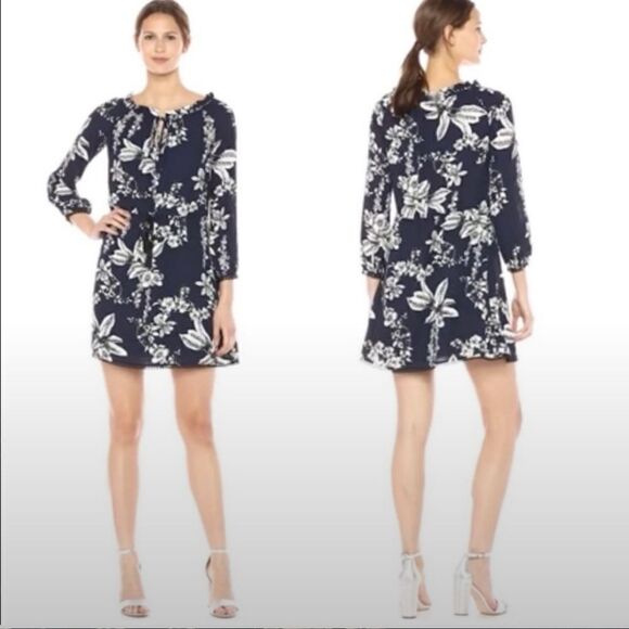 Sam Edelman Women's Navy Floral Printed Dress 8 NWT - Picture 1 of 7